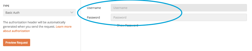 insert username and password